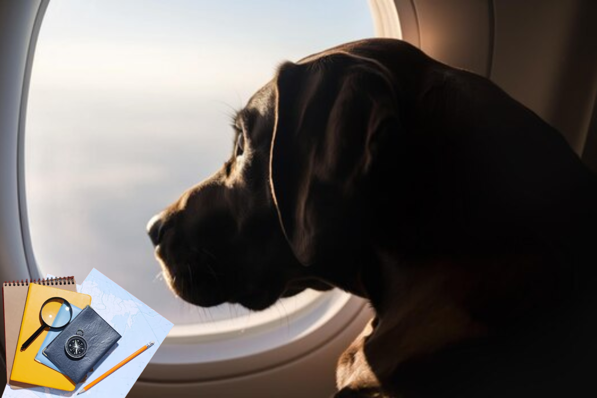 Perro en la cabina de un avión Foto: Freepik, editado en Canva