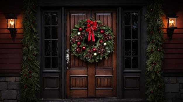 Decora la puerta de tu hogar con distintivos navideños. Imagen: Freepik