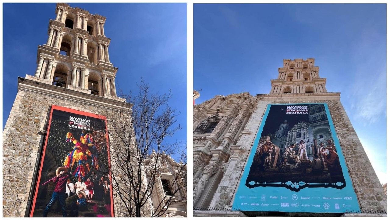 Se instalaron lonas en la Catedral de Saltillo. (Fotografía: Leslie Delgado)