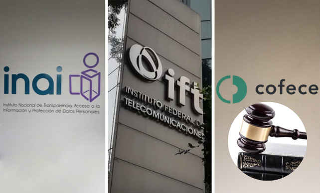 Logos de 3 organismos autónomos y maso de juez Foto: Google Coparmex y pode judicial editada en canva