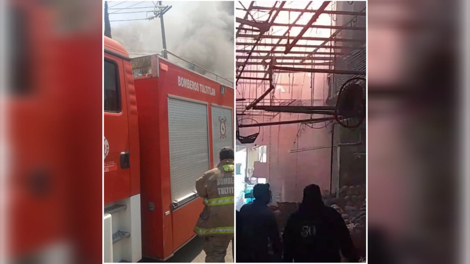 Incendio en central de abasto de Tultitlán deja un herido. Foto: Especial