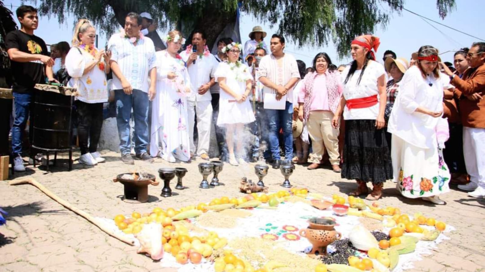 Pueblos originarios entregan bastón de mando a Azucena Cisneros. Foto: Cortesía