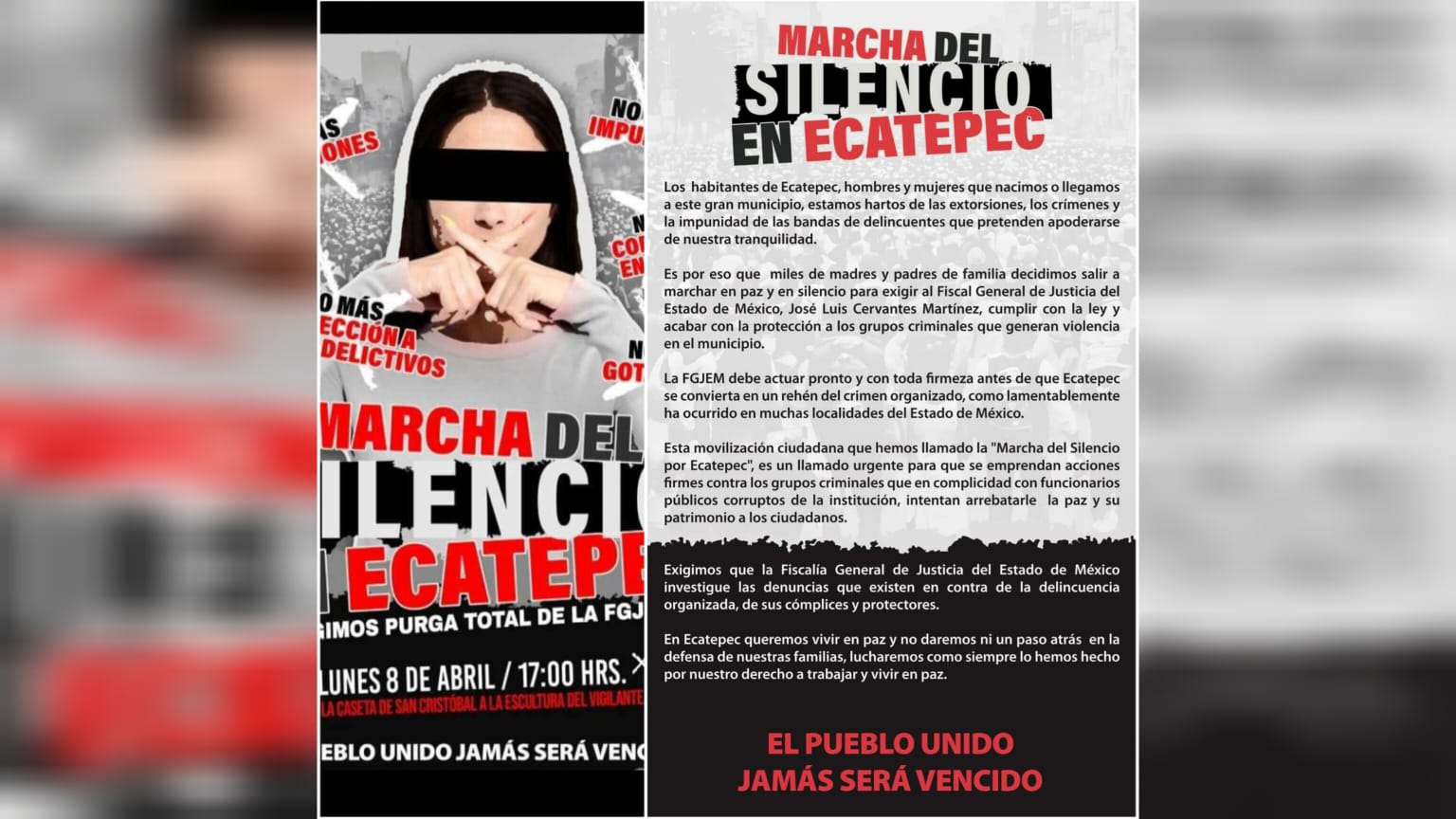 Llaman a la Marcha del Silencio por Ecatepec en la México-Pachuca. Foto: FB D Ecatepec
