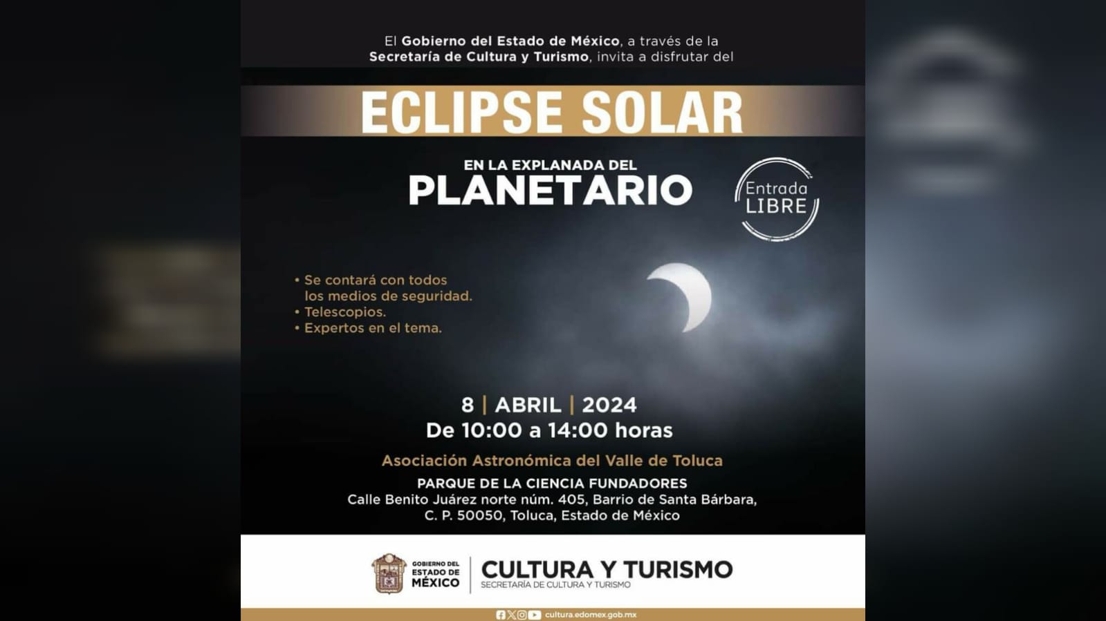 Dónde ver el eclipse solar en el Valle de Toluca. Foto: Gob. de Edoméx