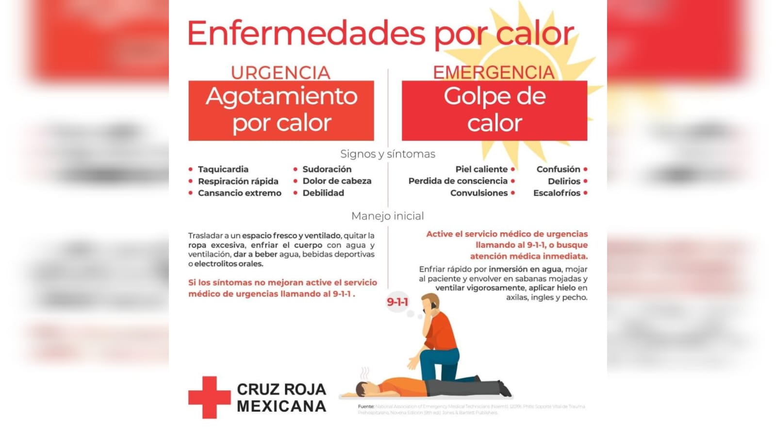 Consejos para evitar los efectos de las olas de calor. Foto: Cruz Roja Toluca  