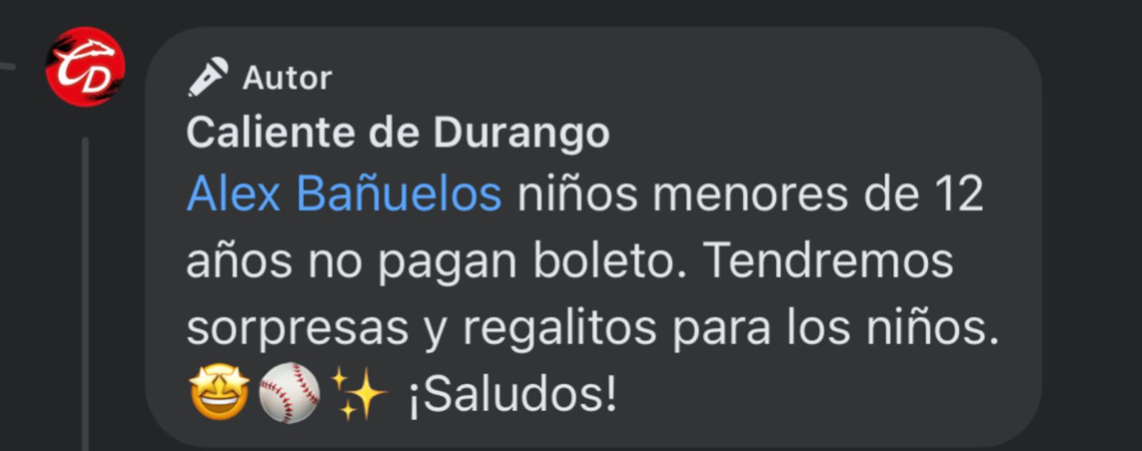 Caliente de Durango confirma promoción para los niños menores de 12 años. Foto: Captura de pantalla.