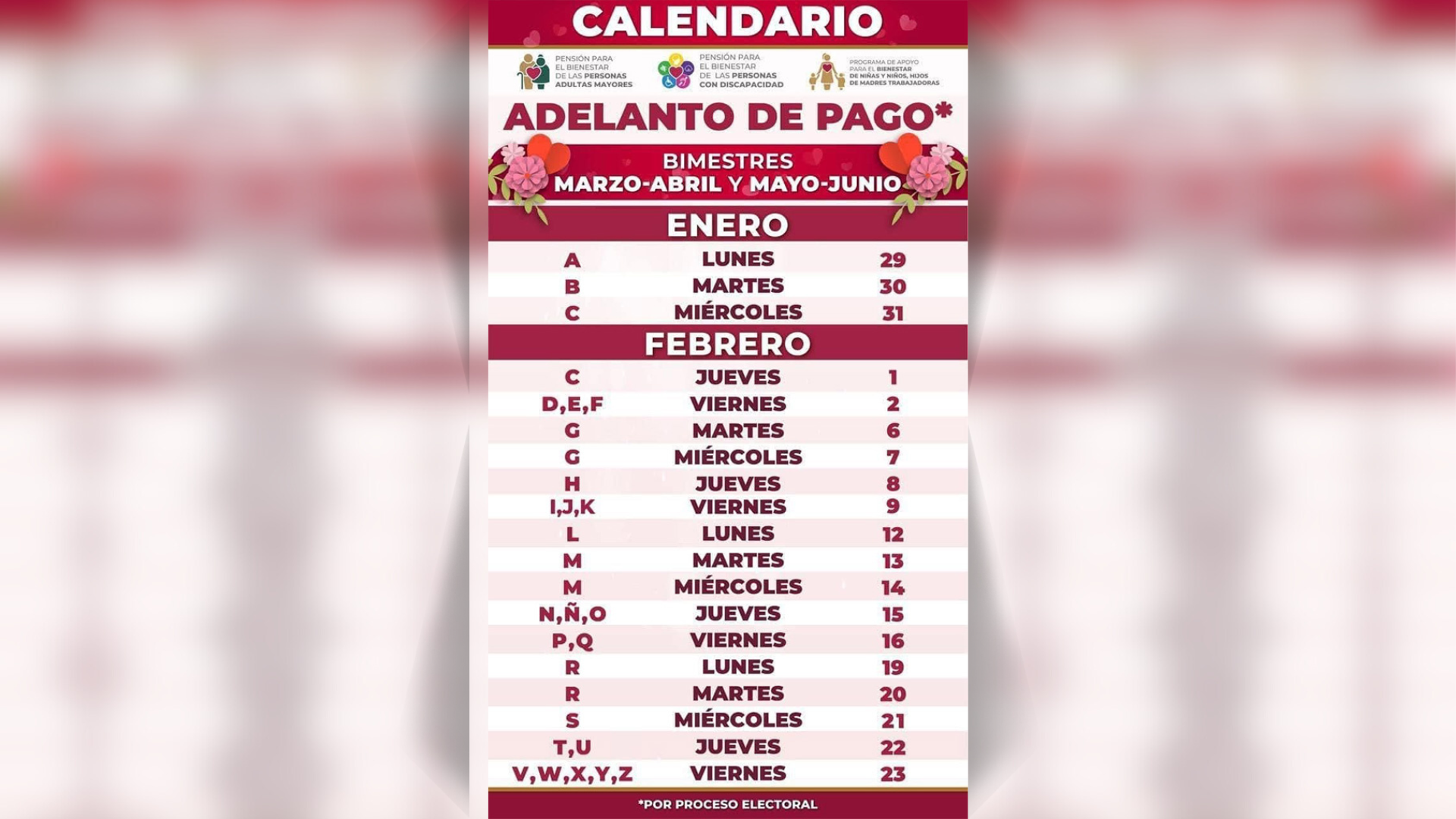 Calendario del Bienestar Coahuila / Foto: Cortesía 