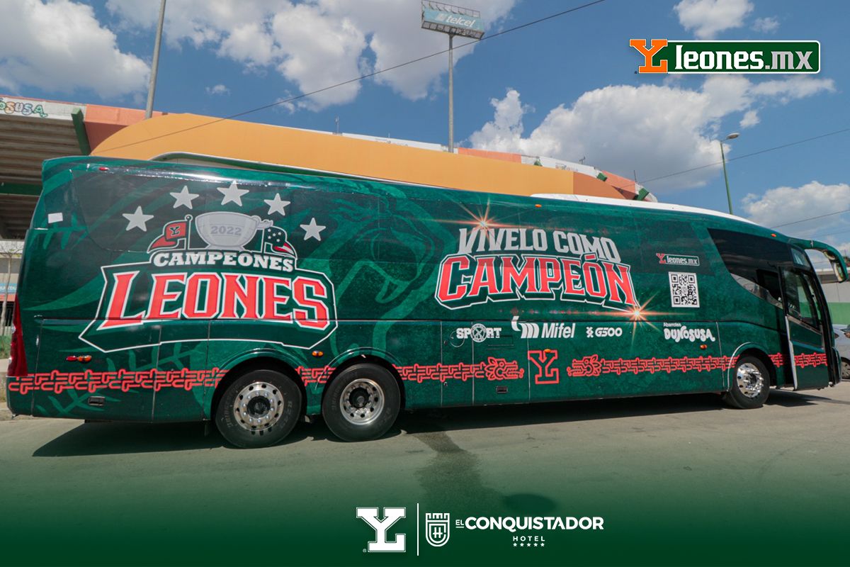 El transporte oficial de los Leones de Yucatán. Foto: Leones.mx.