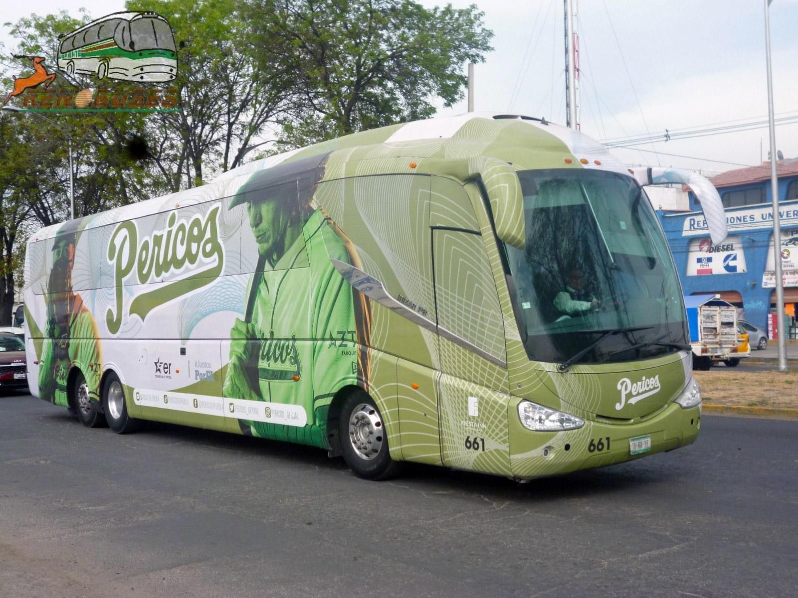 El transporte oficial de los Pericos de Puebla. Foto: Renobuses Company.