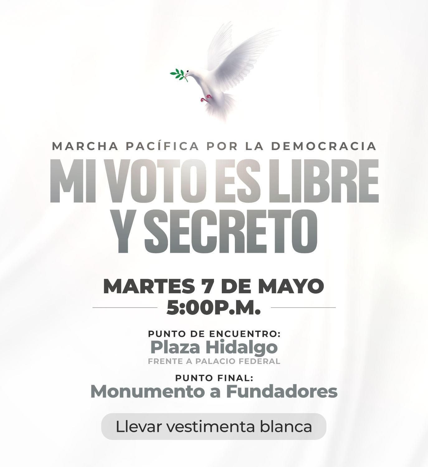 Invitación a Marcha por la Democracia en Nuevo Laredo. Foto: Carmen Lilia Cantúrosas Villarreal