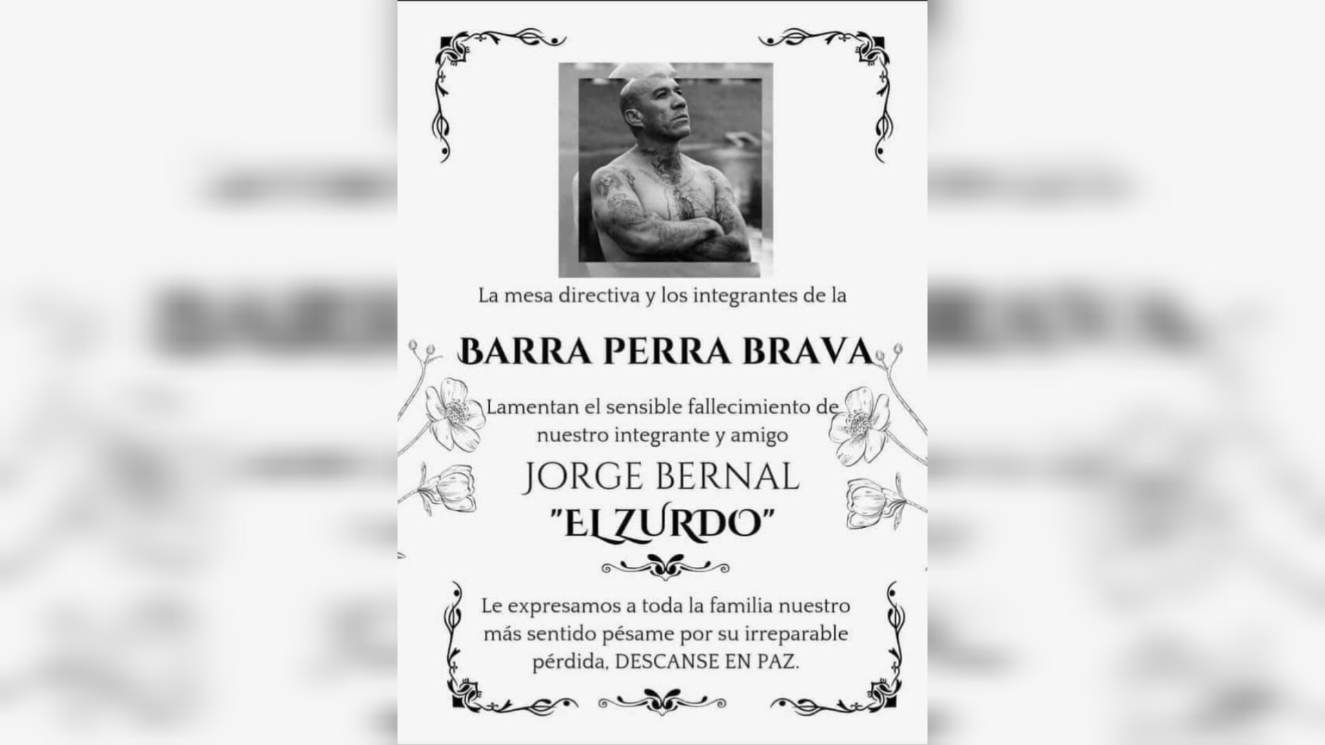 Muere El Zurdo, miembro histórico de la Perra Brava. Foto: Barra Perra Brava