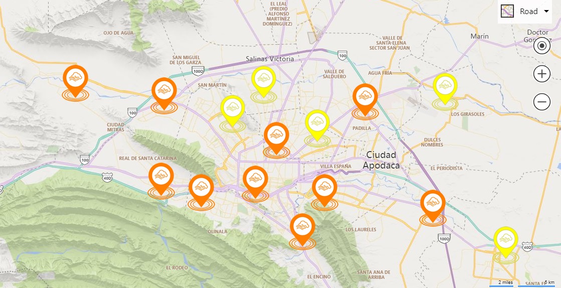 Al menos 10 estaciones de monitoreo ambiental registran mala calidad del aire en Monterrey y su área metropolitana. Foto: Sistema Integral de Monitoreo Ambiental de la Secretaría de Medio Ambiente de Nuevo León