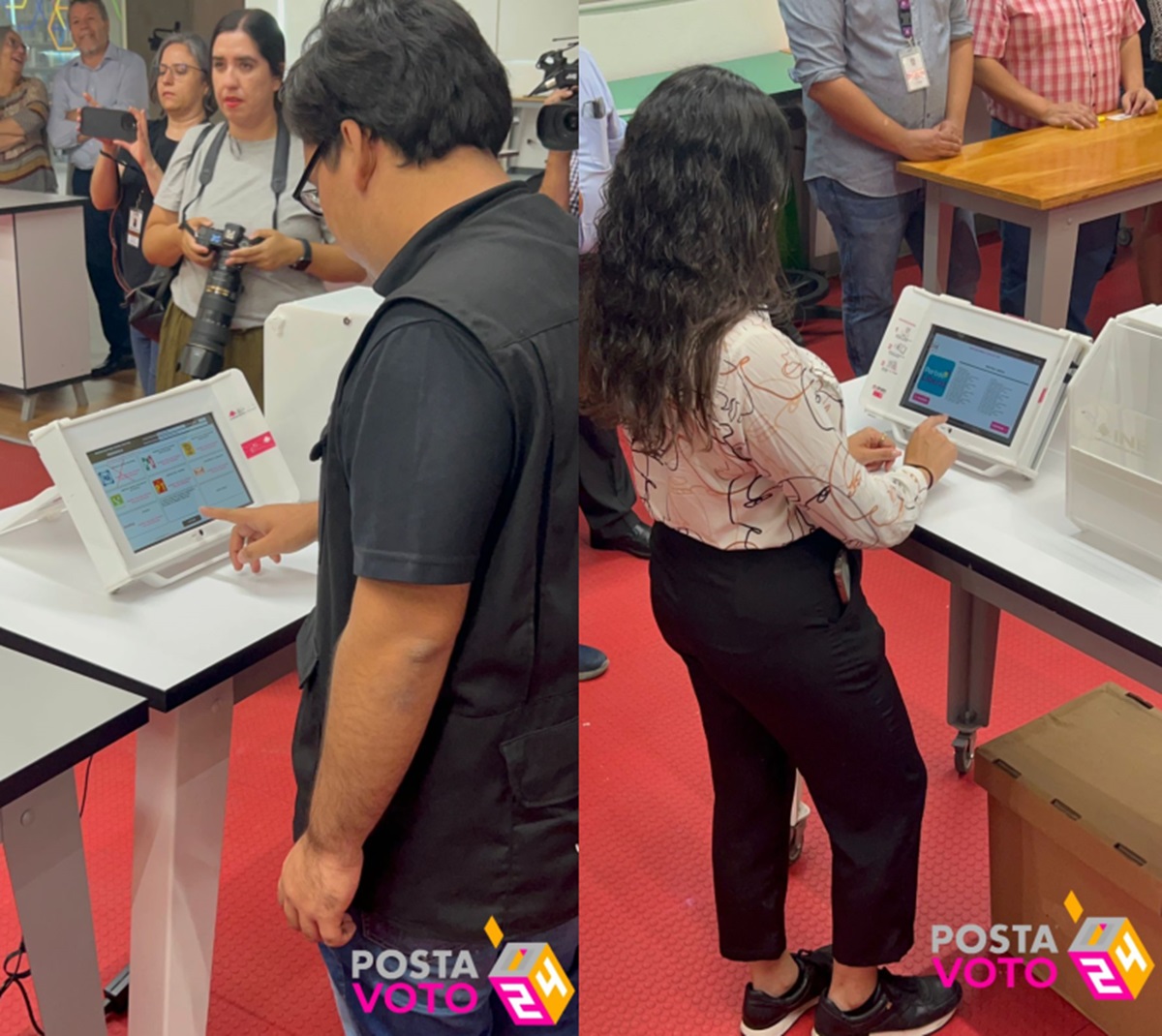 Las urnas electrónicas fueron puestas a prueba en el INE ante la presencia de los medios de comunicación. Foto: Jorge López