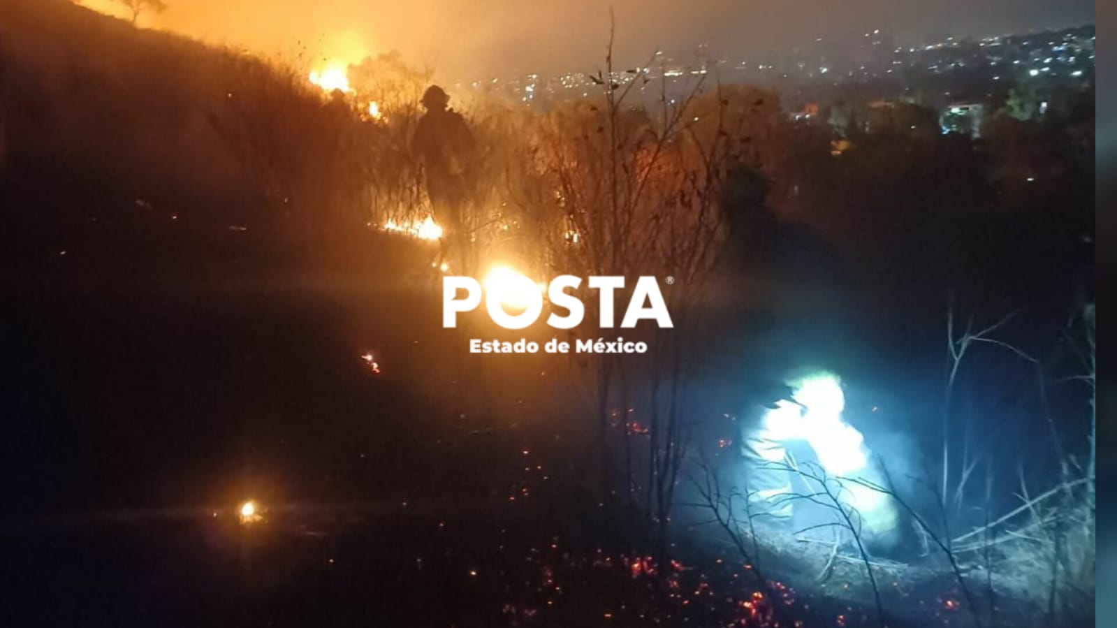 Incendio en el Cerro de la Castellana en Tlalnepantla. Foto: Fernando Cruz