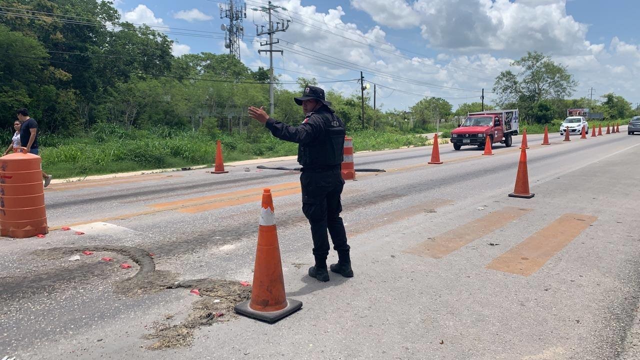 Para mantener la seguridad del Periférico de Mérida, hay puntos policiales que se ubican a lo largo de dicha vía.- Fuente SSP