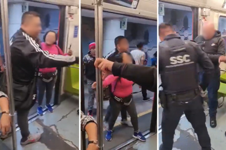 VIDEO | Vagoneros golpean a policías en plena estación de la Línea 8 del Metro de CDMX