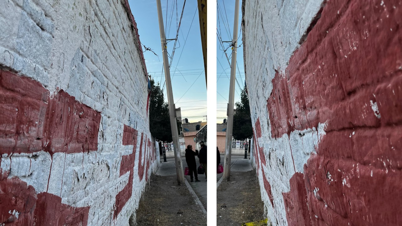 Parte de la estructura de una barda de una unidad deportiva famosa en la ciudad de Durango está a punto de colapsar. Foto: Alejandro Ávila.