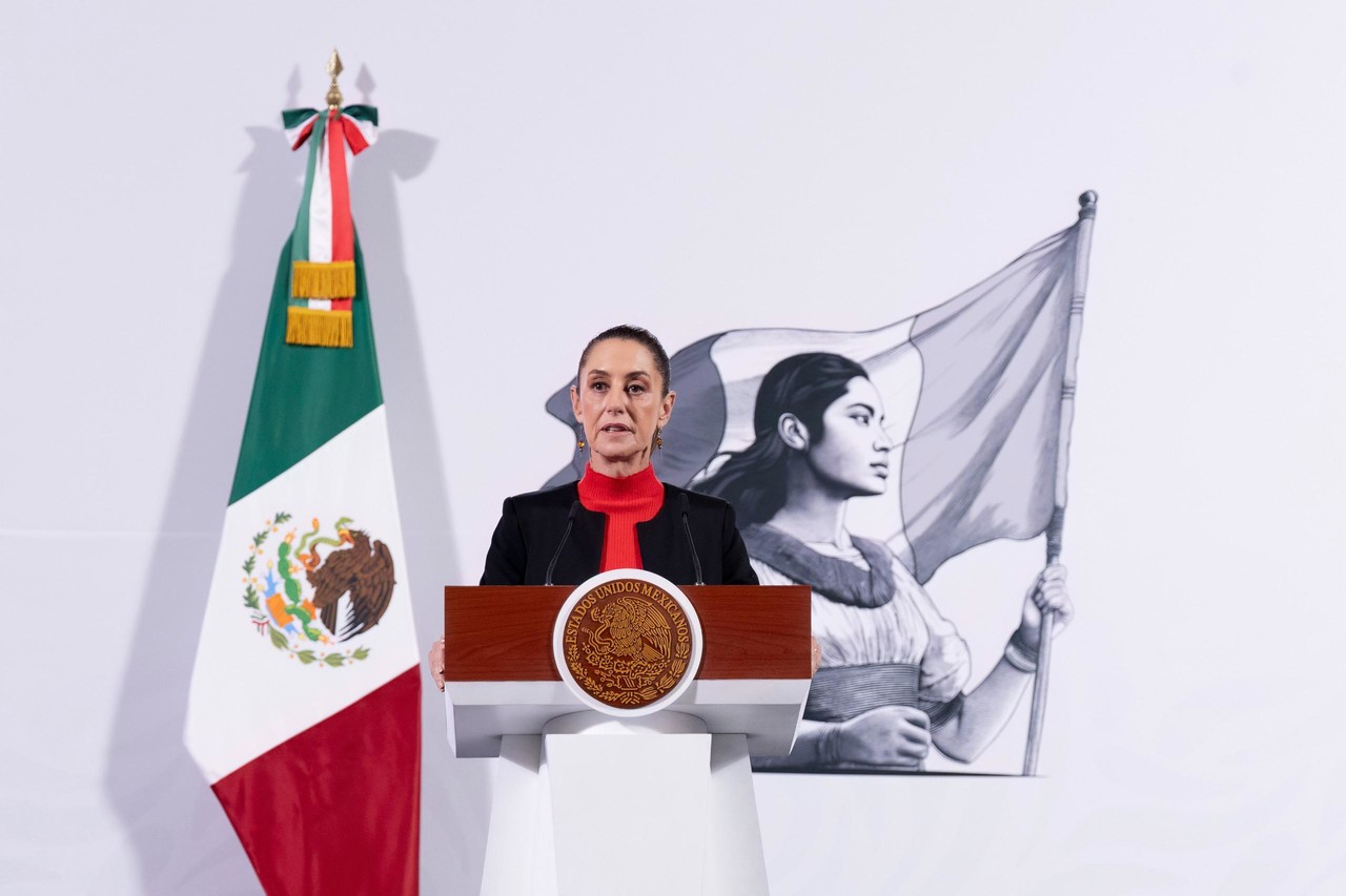 Claudia Sheinbaum en conferencia de prensa sobre los resultados de seguridad. Foto: Gobierno de México.