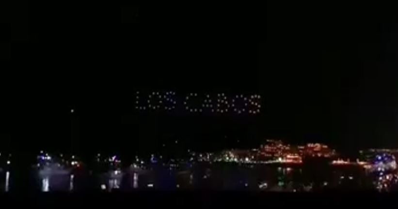 Así lucen las luces con drones en recientes fiestas decembrinas en Los Cabos. Foto: Facebook.