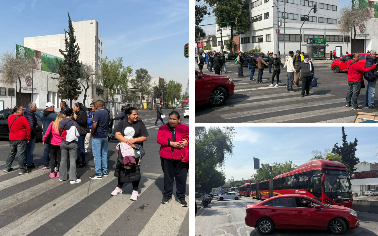 Bloqueo de vialidadades por parte de pensionados de la SSC Foto: Ramón Ramírez