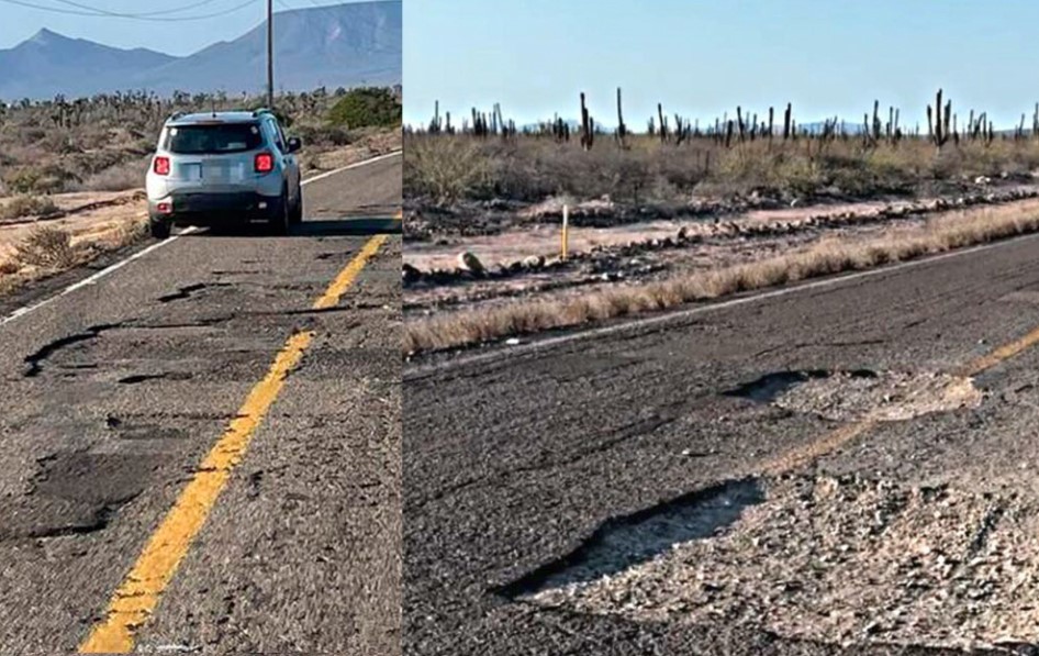 Los baches siguen siendo peligrosos, especialmente, en el tramo La Paz - Constitución. Foto: Archivo.