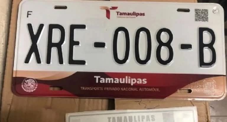 Placas Estado de Tamaulipas. Foto: Redes Sociales