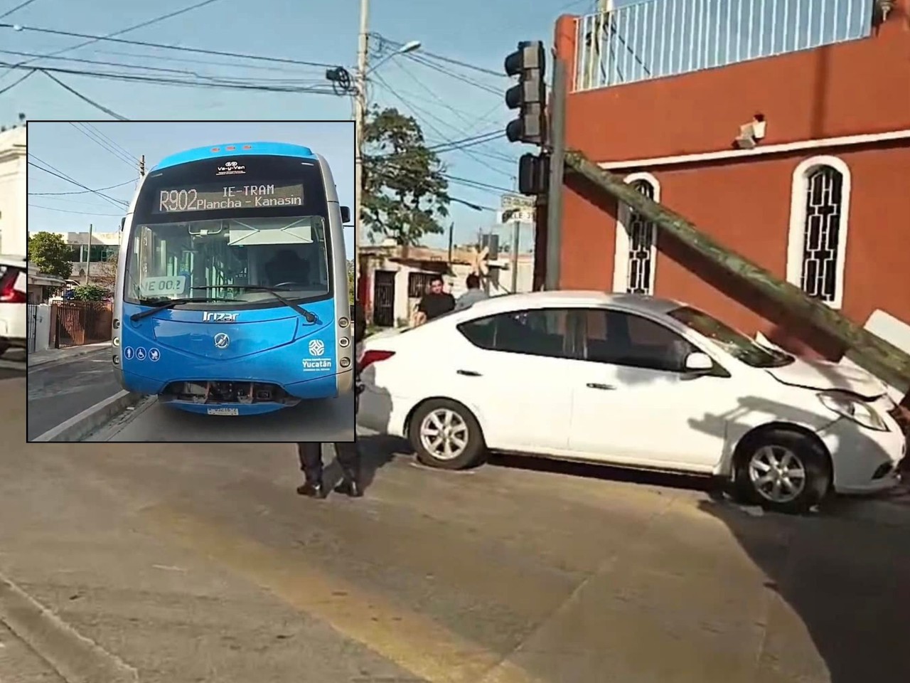 Un accidente en un cruce de Circuito Colonias se registró la mañana de este viernes que dejó como saldo solo daños materiales.- Fuente Expreso Yucatán