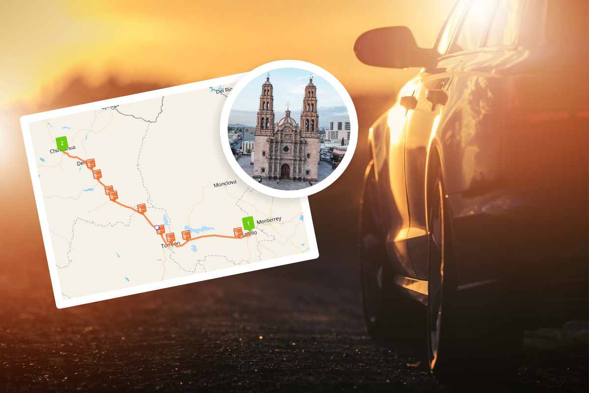 Viaje en carretera y mapa de Ramos Arizpe a Chihuahua / Foto: Mejores Rutas | Vista Chihuahua Capital | Canva