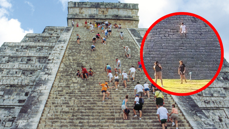 Captan a turistas sobre la pirámide de Chichén Itzá, ¿cuál es la multa por subirse? (VIDEO)