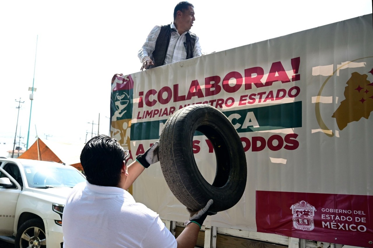 La campaña “Limpiemos Nuestro Edomex” recolectó 15 mil 545 neumáticos y 1.8 toneladas de basura. Imagen : GEM