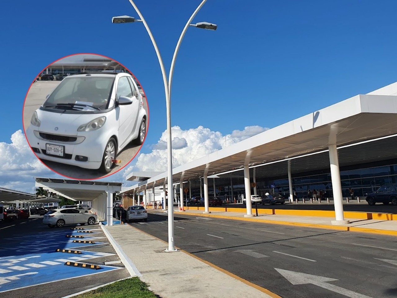 Un auto lleva abandonado ocho meses en el Aeropuerto Internacional de Mérida y ya acumuló una deuda de   56,000 pesos.- Fuente Telesur Yucatán y archivo POSTA