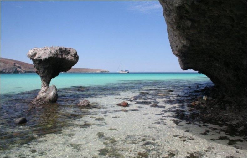 El Hongo es un ícono de La Paz, y se encuentra en Balandra. Foto: Turismo La Paz.