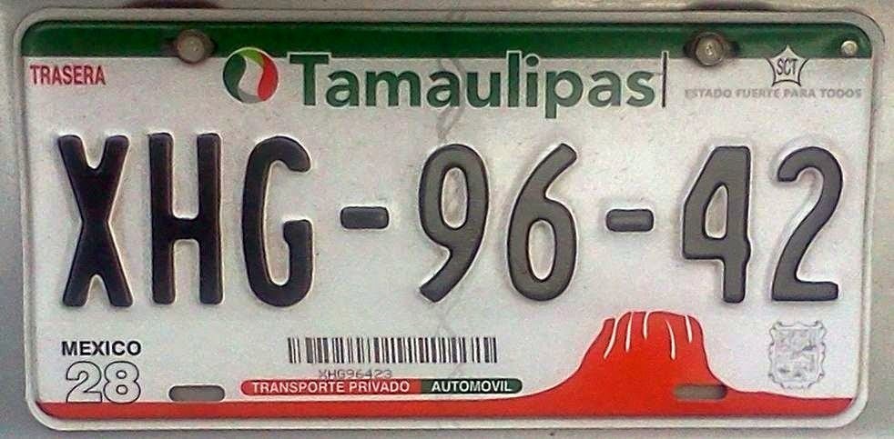 Placa antigua del Estado de Tamaulipas. Foto: Redes Sociales