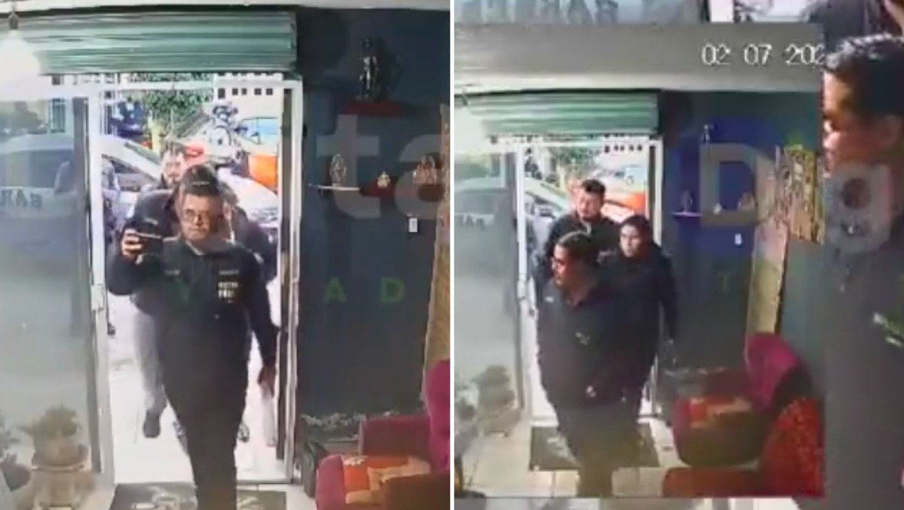 VIDEO | Captan a policías sembrando droga en barbería de Edomex. Foto: @AlertaValledech