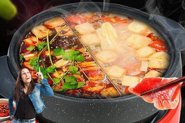 Hot Pot y Chica observando. Foto: Recetas Gourmet y Freepik edición en Canva