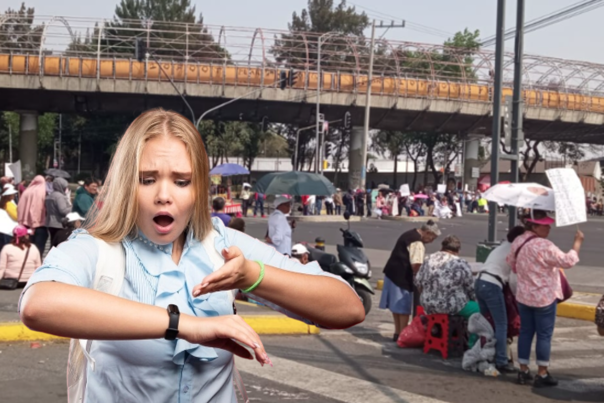 Manifestantes en Eduardo Molina y Emiliano Zapata de CDMX.     Foto: X (@OVIALCDMX) | Freepik | Canva