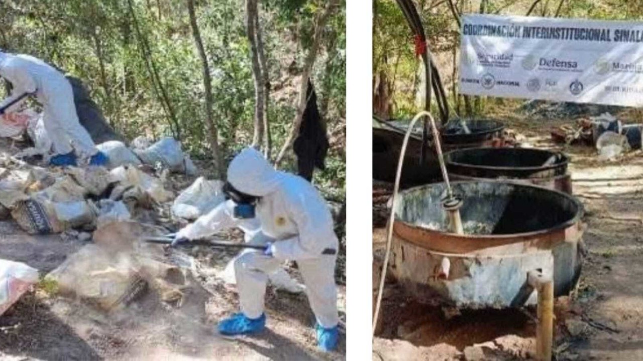 La Marina logró la ubicación y el desmantelamiento de un laboratorio clandestino en el municipio de Tamazula. Foto: Especial.