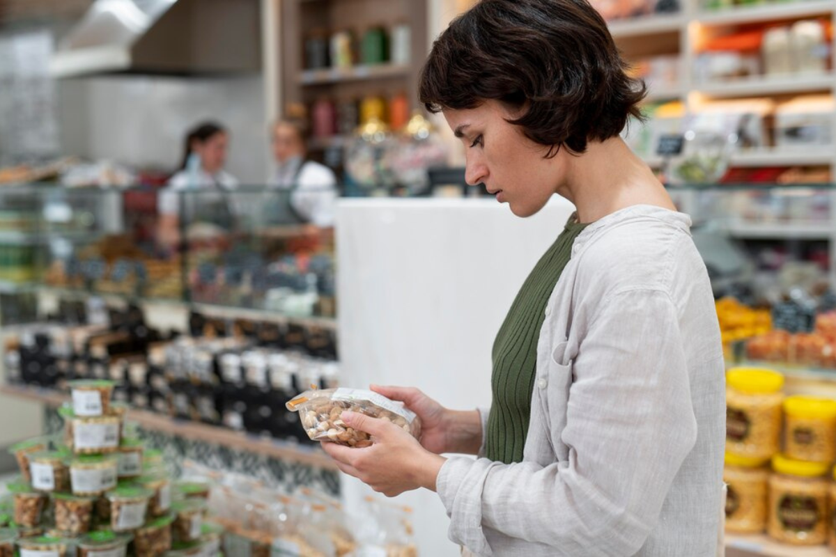 Mujer comprando productos en el supermercado.   Foto: Freepik