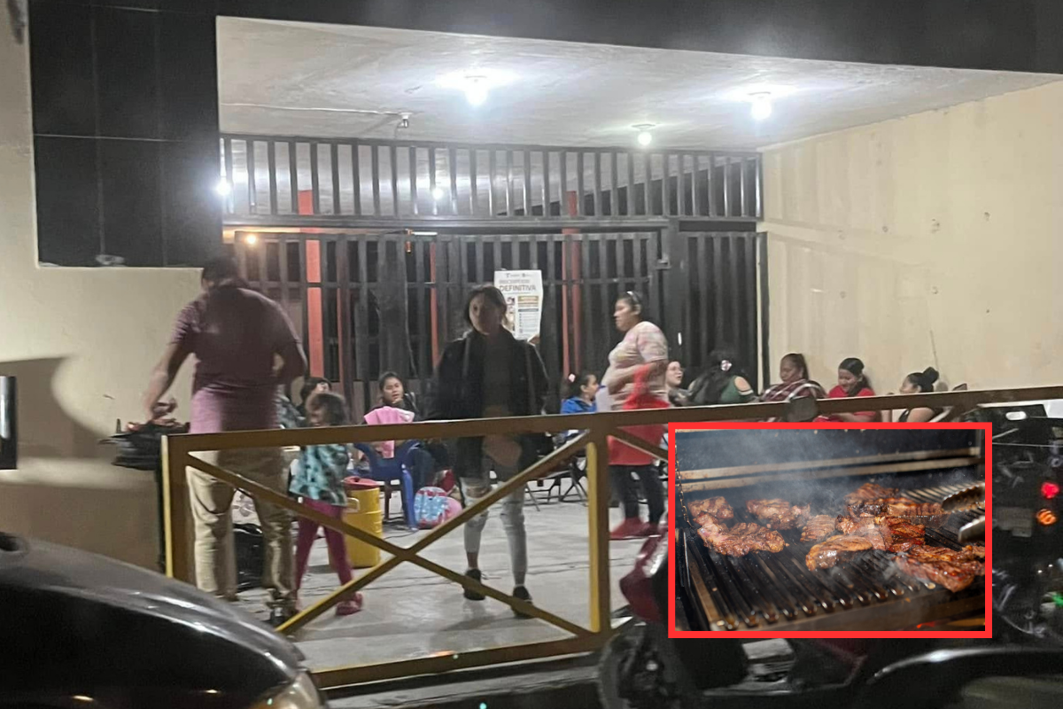 Con el inicio del periodo de inscripciones para el ciclo escolar 2025, cientos de padres de familia en Reynosa han optado por acampar afuera de diversas escuelas públicas para garantizar un lugar para sus hijos. Foto: Redes sociales