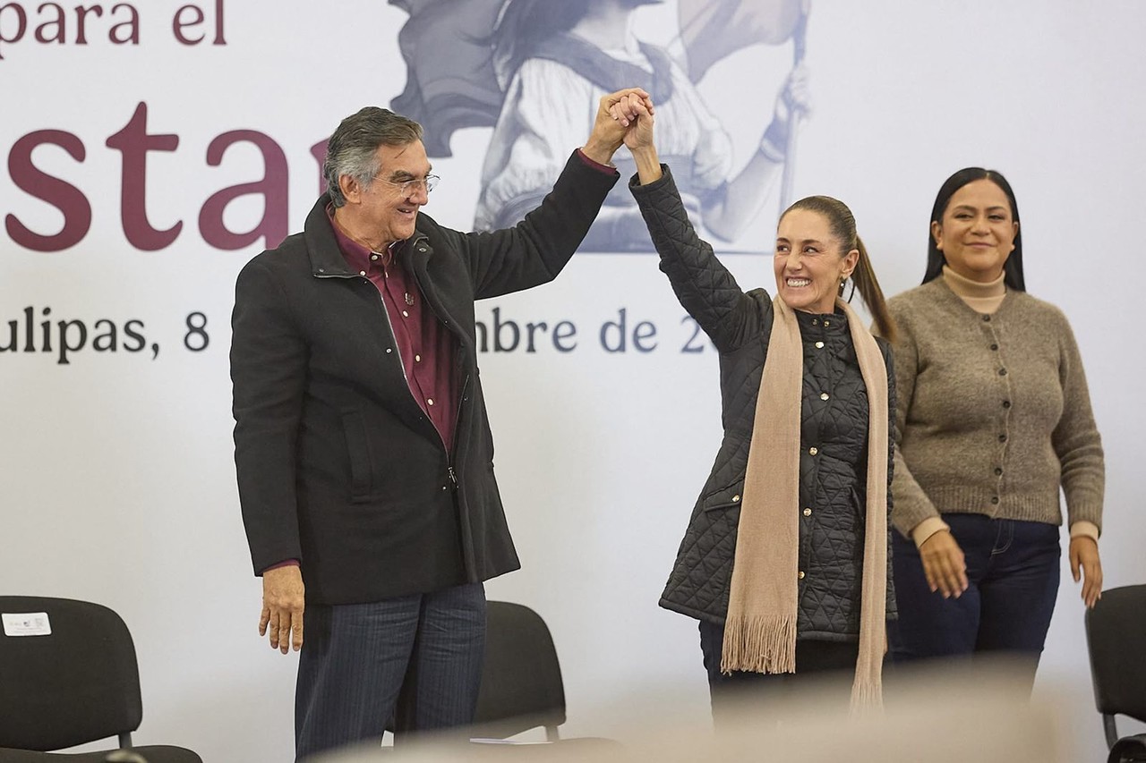 Presidenta de México, Claudia Sheinbaum y Gobernador de Tamaulipas Dr Américo Villarreal Anaya. Foto: Gobierno del Estado