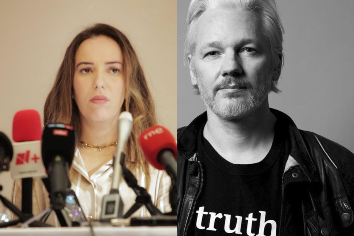 Stella Assange, izquierda, dio este jueves 15 de febrero una conferencia de prensa para hablar sobre el futuro próximo legal de su esposo, Julian Assange, derecha. Fuente: X (antes Twitter)/@FreeAssangeNews