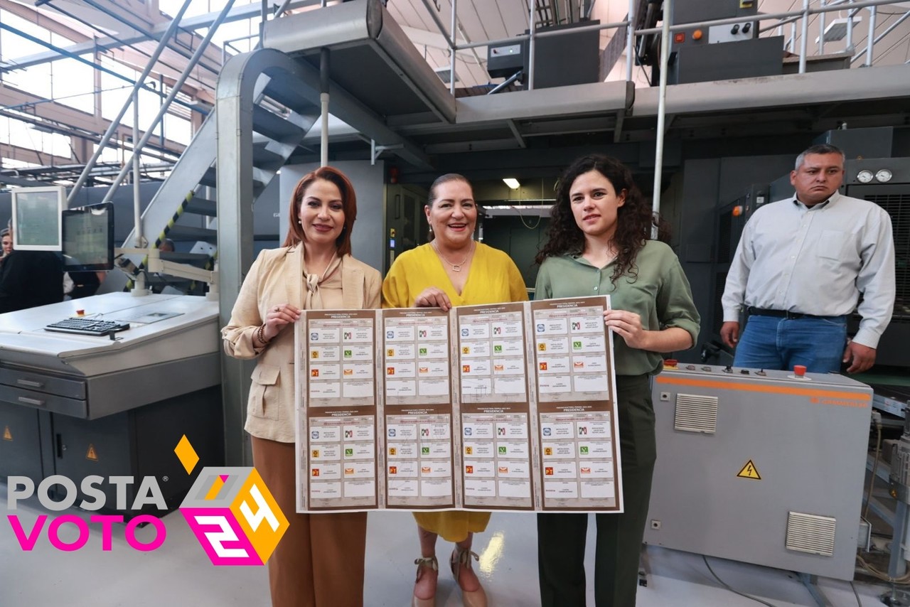 Maribel Aguilera Cháirez, Guadalupe Taddei, Luisa María Alcalde con las boletas electorales Foto: 'X'(Twitter) @INEMexico