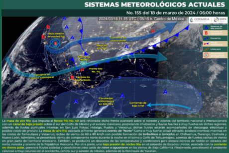 Posible formación de tornados en estados del norte y lluvias intensas en México