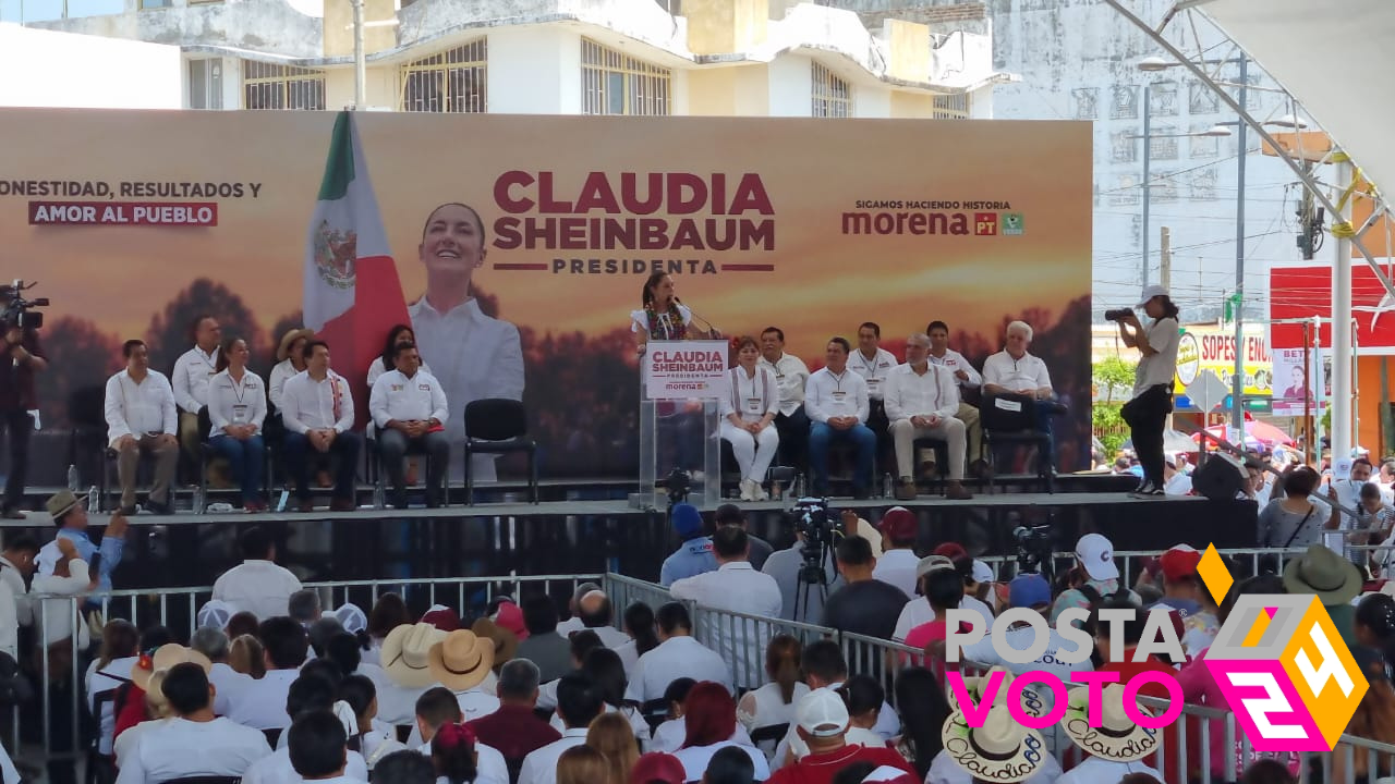Claudia Sheinbaum acompañó al candidato a la gubernatura de Tabasco, Javier May Rodríguez, a su segundo evento de arranque de campaña. Foto: Armando de la Rosa / POSTA