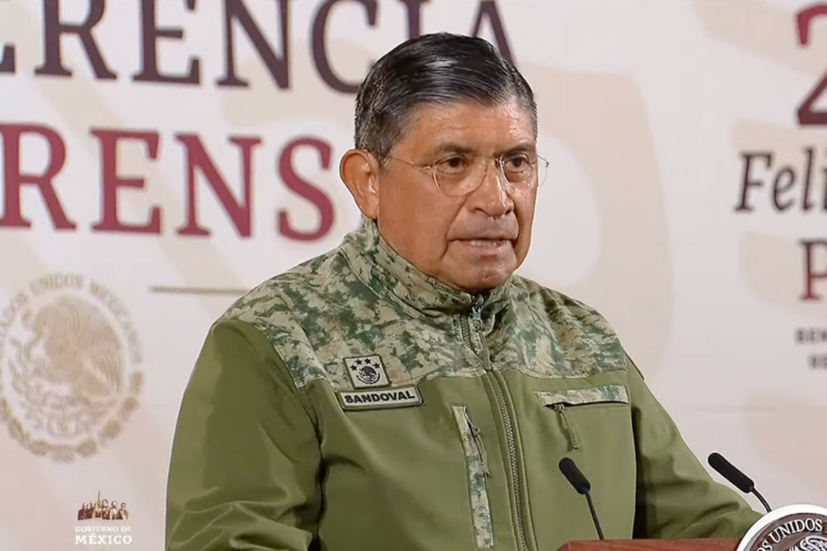 Luis Cresencio Sandoval, secretario de la Defensa Nacional, en conferencia de prensa del 19 de marzo de 2024. Foto: YouTube