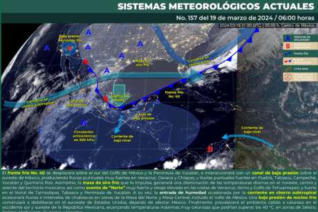 Lluvias intensas, vientos fuertes y cambios de temperatura a lo largo de México