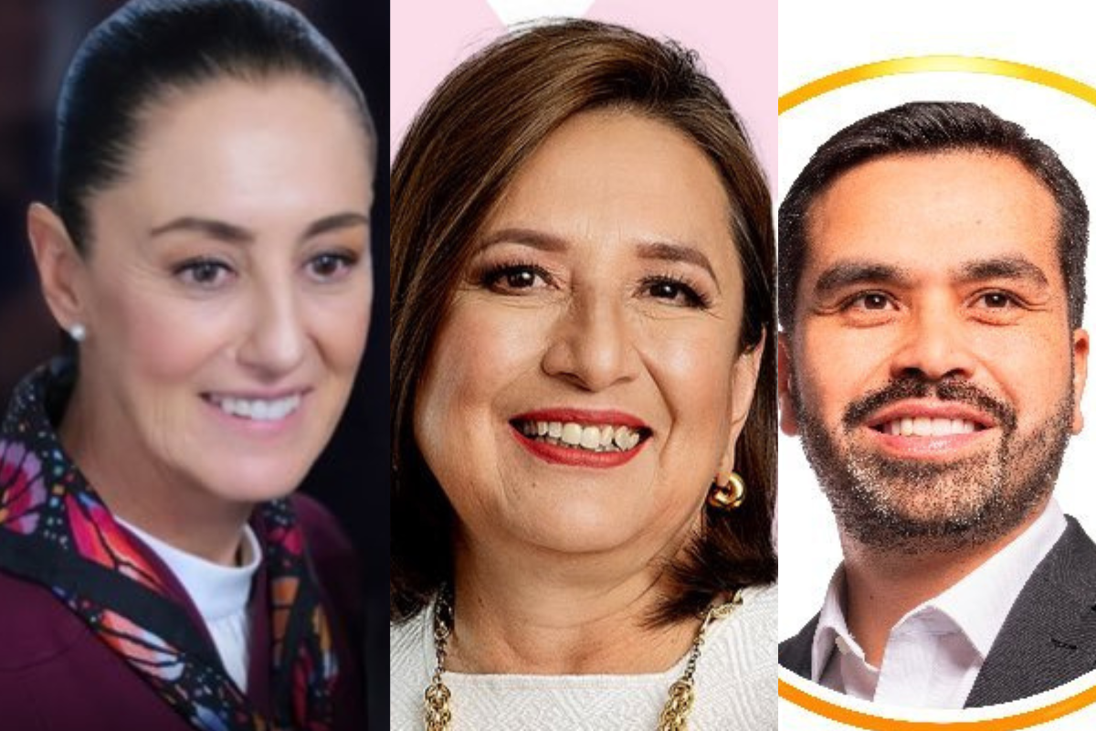 Candidatos a la presidencia de México. Foto tomada de: 'X' @XochitlGalvez, @Claudiashein, @AlvarezMaynez