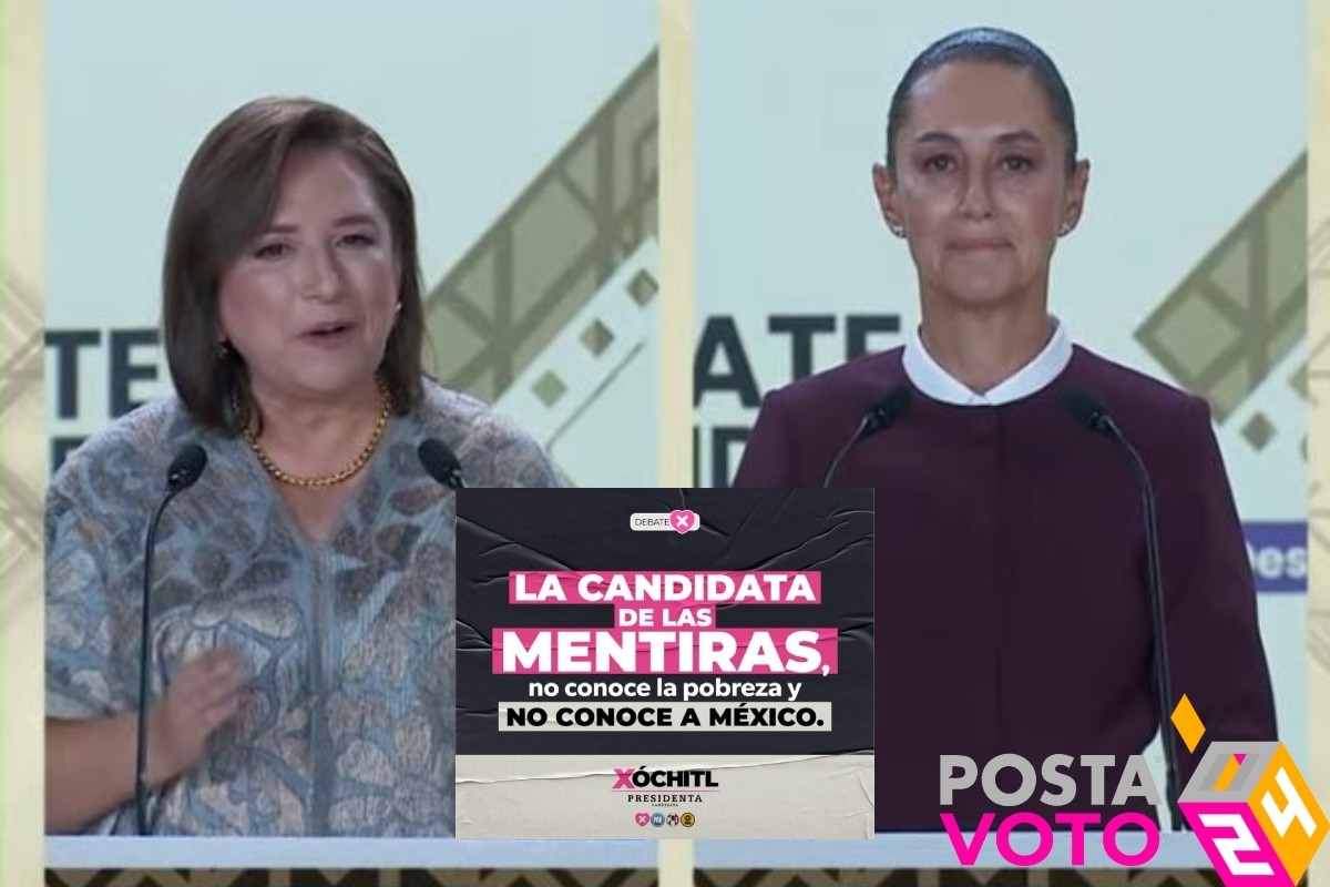 Xóchitl Gálvez calificó a Claudia Sheinbaum como 'la candidata de las mentiras' durante el segundo debate Foto: Especial