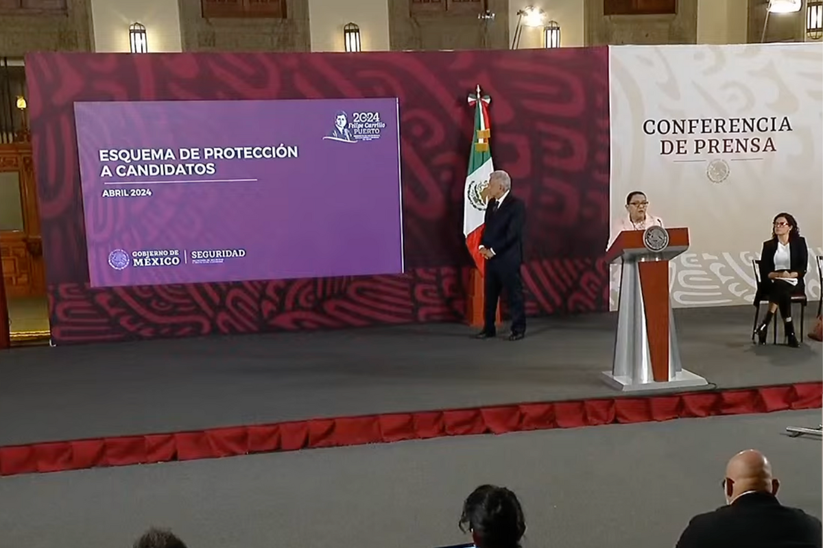 Rosa Icela Rodríguez en conferencia de prensa del 16 de abril de 2024. Captura de pantalla/YouTube