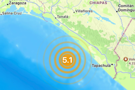 Se registra sismo de magnitud 5.1 en Chiapas: enciende alertas